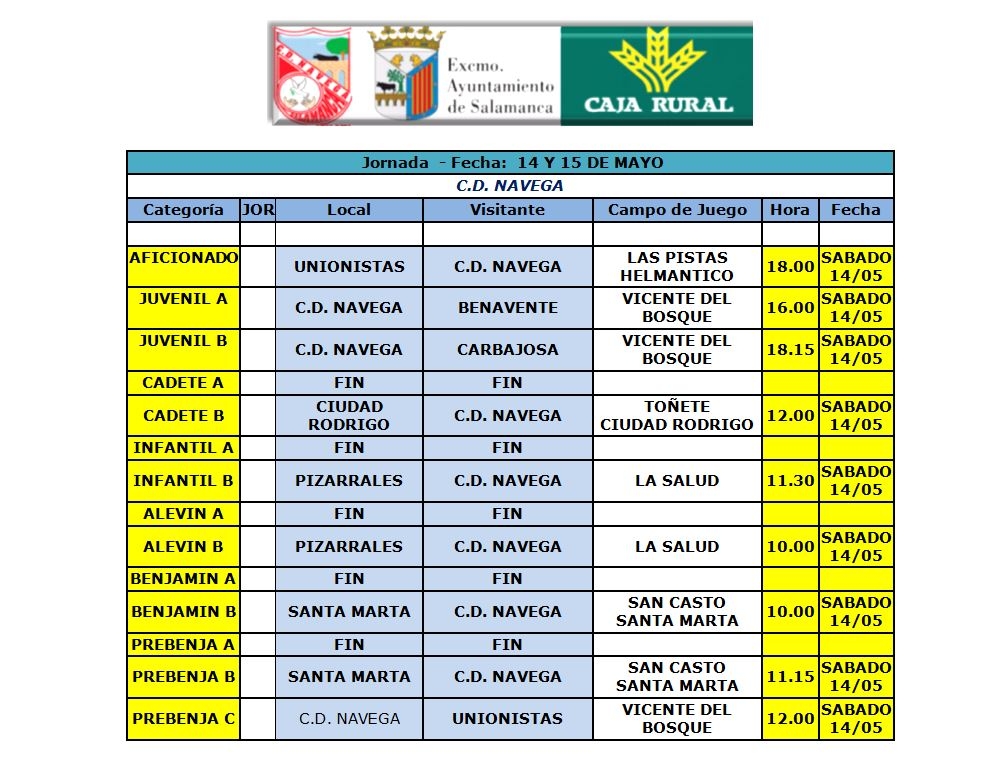 Horarios y actividad en campo Vicente del Bosque 14 y 15 de Mayo del 2016.