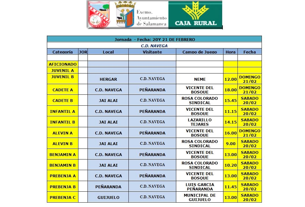 Horarios y actividad en campo Vicente del Bosque 20 y 21 de Febrero del 2016.